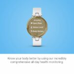 Garmin Lily, Stylish Fitness Smartwatch, Light Gold Bezel with White Case and Italian Leather Band, 1 inch 18