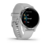 Garmin Venu 2S, GPS Fitness Smartwatch, Silver Stainless Steel Bezel with Mist Gray Band 35