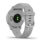 Garmin Venu 2S, GPS Fitness Smartwatch, Silver Stainless Steel Bezel with Mist Gray Band 39