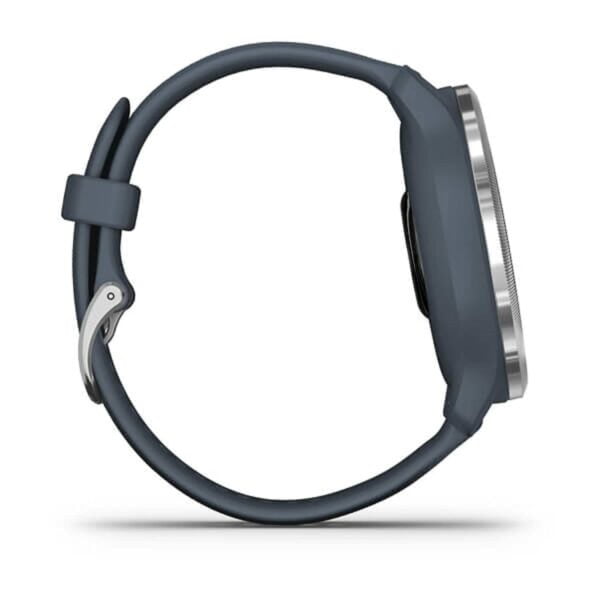 Garmin Venu 2, GPS Fitness Smartwatch, Silver Stainless Steel Bezel with Granite Blue Band 23
