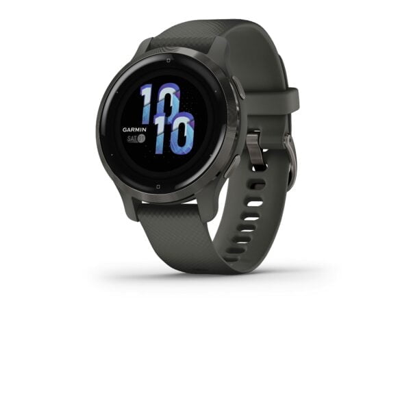 Garmin Venu 2S, Smaller-Sized GPS Smartwatch with Advanced Health Monitoring and Fitness Features, Slate Bezel with Graphite Case and Silicone Band 9