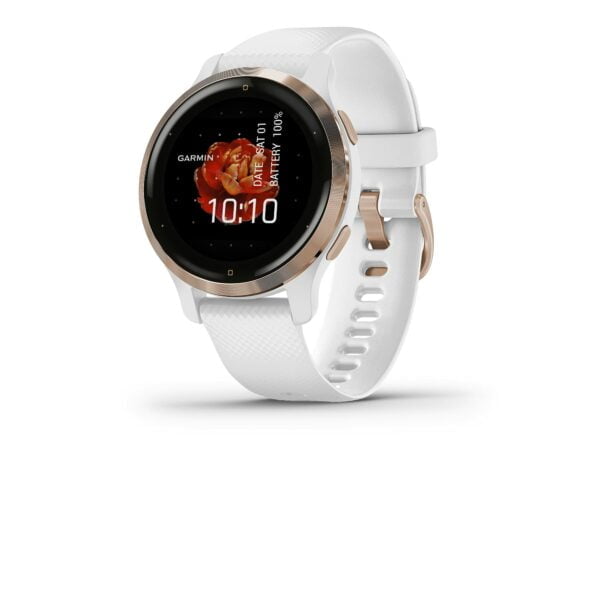 Garmin Venu 2S, Smaller-Sized GPS Smartwatch with Advanced Health Monitoring and Fitness Features, Rose Gold Bezel with White Case and Silicone Band 8