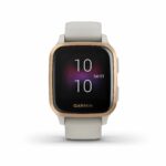 Garmin Venu Sq Music, GPS Smartwatch with Bright Touchscreen Display, Features Music and Up to 6 Days of Battery Life, Rose Gold with Tan Band 14