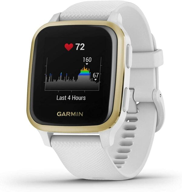 Garmin Venu Sq, GPS Fitness Smartwatch, White/Light Gold 16
