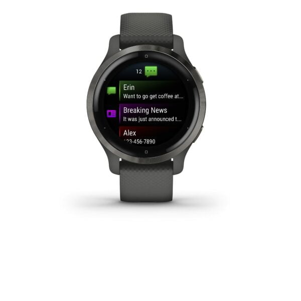 Garmin Venu 2S, Smaller-Sized GPS Smartwatch with Advanced Health Monitoring and Fitness Features, Slate Bezel with Graphite Case and Silicone Band 10