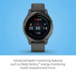 Garmin Venu 2S, Smaller-Sized GPS Smartwatch with Advanced Health Monitoring and Fitness Features, Slate Bezel with Graphite Case and Silicone Band 21