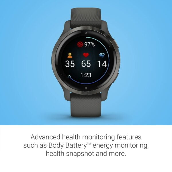 Garmin Venu 2S, Smaller-Sized GPS Smartwatch with Advanced Health Monitoring and Fitness Features, Slate Bezel with Graphite Case and Silicone Band 14