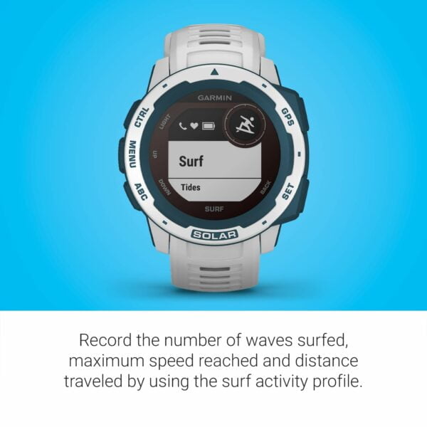 Garmin Instinct Solar, Surf Edition, Rugged Outdoor GPS Watch, Cloudbreak 10