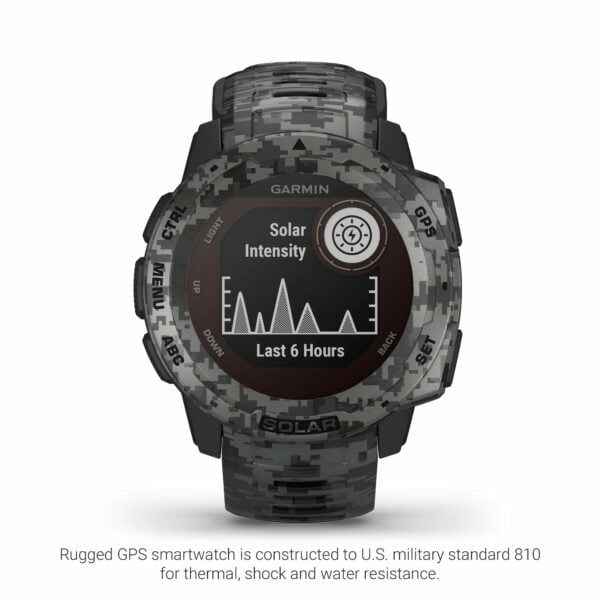 Garmin Instinct Solar, Camo Edition, Rugged Outdoor GPS Watch, Graphite Camo 9