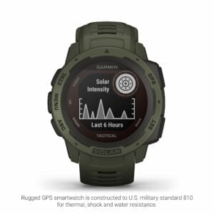 Garmin Instinct Solar, Tactical Edition, Rugged Outdoor GPS Watch, Moss 3