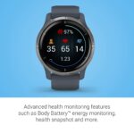 Garmin Venu 2, GPS Smartwatch with Advanced Health Monitoring and Fitness Features, Silver Bezel with GraniteBlue Case and Silicone Band 19