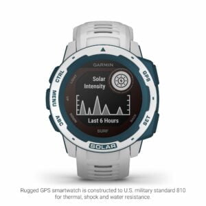 Garmin Instinct Solar, Surf Edition, Rugged Outdoor GPS Watch, Cloudbreak 3