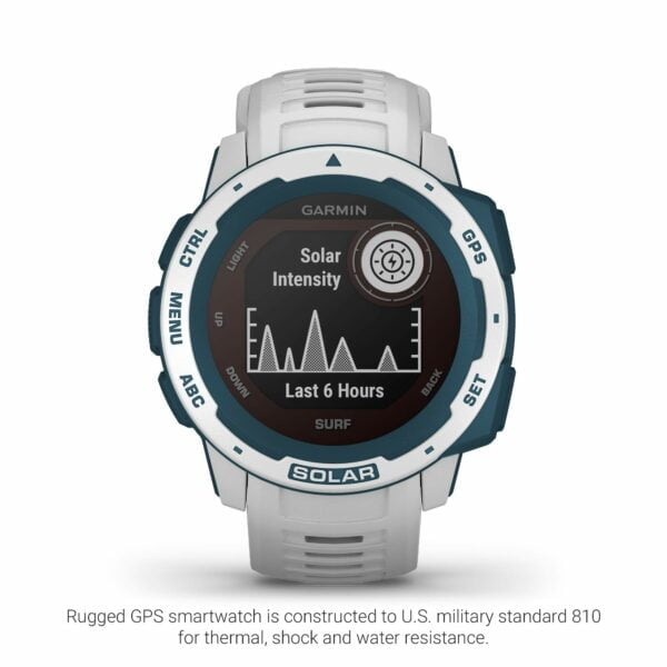 Garmin Instinct Solar, Surf Edition, Rugged Outdoor GPS Watch, Cloudbreak 9