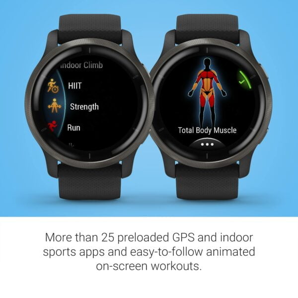 Garmin Venu 2, GPS Smartwatch with Advanced Health Monitoring and Fitness Features, Slate Bezel with Black Case and Silicone Band 12