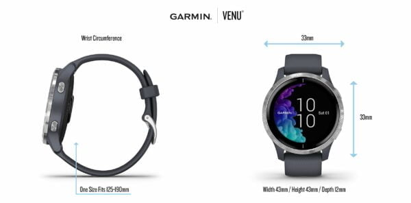 Garmin Venu, GPS Fitness Smartwatch, Granite Blue With Silver 29