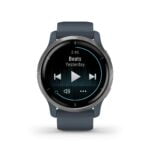 Garmin Venu 2, GPS Fitness Smartwatch, Silver Stainless Steel Bezel with Granite Blue Band 43
