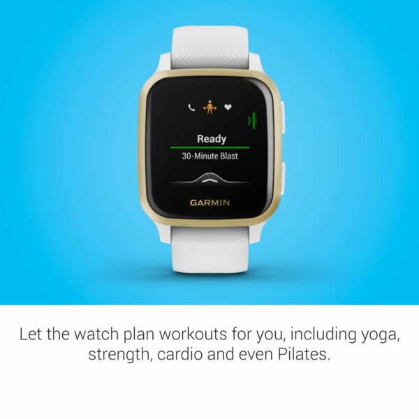 Garmin Venu Sq, GPS Fitness Smartwatch, White/Light Gold 20