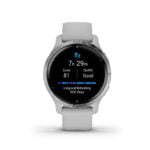 Garmin Venu 2S, GPS Fitness Smartwatch, Silver Stainless Steel Bezel with Mist Gray Band 42