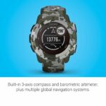 Garmin Instinct Solar, Camo Edition, Rugged Outdoor GPS Watch, Lichen Camo 19