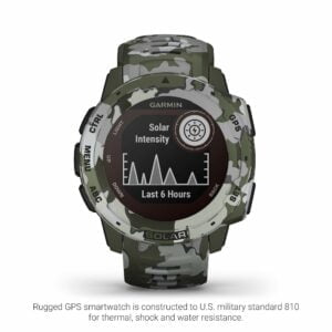 Garmin Instinct Solar, Camo Edition, Rugged Outdoor GPS Watch, Lichen Camo 3