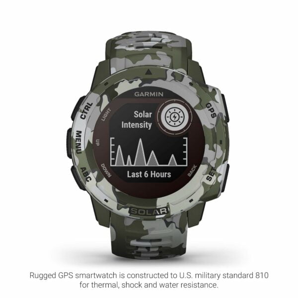 Garmin Instinct Solar, Camo Edition, Rugged Outdoor GPS Watch, Lichen Camo 9