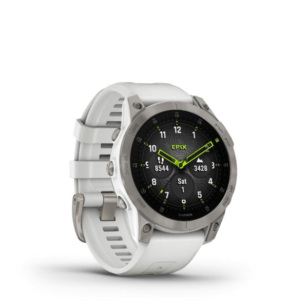 Garmin epix® (Gen 2), Silver Titanium with Carrera White Silicone Band, Premium Active Smartwatch 14