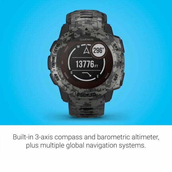 Garmin Instinct Solar, Camo Edition, Rugged Outdoor GPS Watch, Graphite Camo 13