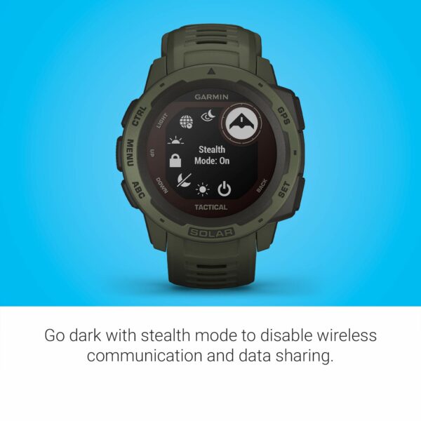 Garmin Instinct Solar, Tactical Edition, Rugged Outdoor GPS Watch, Moss 10