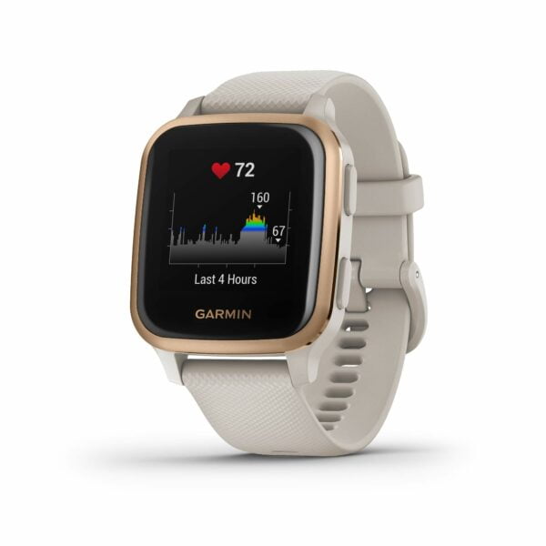 Garmin Venu Sq Music, GPS Fitness Smartwatch, Light Sand/Rose Gold 25