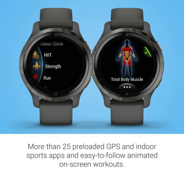 Garmin Venu 2S, Smaller-Sized GPS Smartwatch with Advanced Health Monitoring and Fitness Features, Slate Bezel with Graphite Case and Silicone Band 12