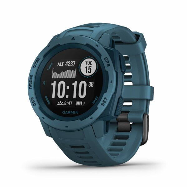 Garmin Instinct, Rugged Outdoor GPS Watch, Lakeside Blue 12
