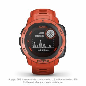 Garmin Instinct Solar, Rugged Outdoor GPS Watch, Flame Red 3