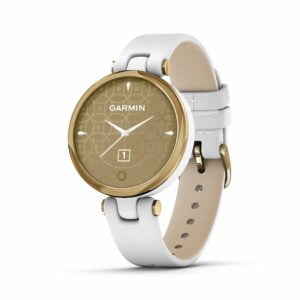 Garmin Lily, Stylish Fitness Smartwatch, Light Gold Bezel with White Case and Italian Leather Band, 1 inch