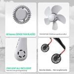 Portable Neck Fan, bladeless neck fan ,for Indoor Outdoor Travelling,USB Rechargeable Personal Fan, Rechargeable, Headphone Design,3 Speeds Operated Adjustable,neck fans for women 18