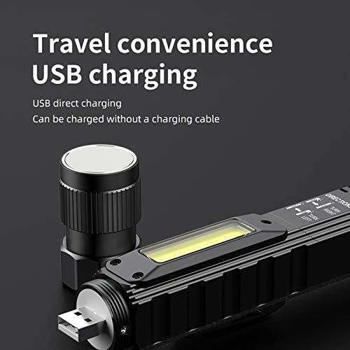 Portable Flashlight, 800 Lumens USB Rechargeable Tactical Flashlight, 90 Degree Rotate, Magnet tail, Flashlight IPX4 Waterproof Led Flashlight 5 Modes, COB Work Light for Camping, Outdoor, Maintain, Reading 15