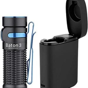 OLIGHT Baton3 Premium Edition Rechargeable Torch Flashlight 1200 Lumens LED Torch, Pocket Flashlight for Camping, Hiking, Emergency, Dog Walking (Black)