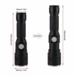 Boruit LED Flashlight, USB Rechargeable Flashlights, Super Bright 6000 Lumen P50 Flashlights, Rechargeable Tactical Waterproof Flashlight with Zoom for Camping, Hiking and Emergencies Built-in battery 20