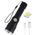 Boruit LED Flashlight, USB Rechargeable Flashlights, Super Bright 6000 Lumen P50 Flashlights, Rechargeable Tactical Waterproof Flashlight with Zoom for Camping, Hiking and Emergencies Built-in battery 18