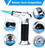 Culinary Butane Torch, Luxerlife Kitchen Refillable Butane Blow Torch with Safety Lock and Adjustable Flame for Crafts Cooking BBQ Baking Brulee Creme Desserts DIY Soldering(Butane Gas Not Included) 19