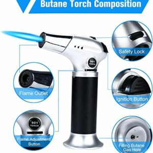 Culinary Butane Torch, Luxerlife Kitchen Refillable Butane Blow Torch with Safety Lock and Adjustable Flame for Crafts Cooking BBQ Baking Brulee Creme Desserts DIY Soldering(Butane Gas Not Included) 17