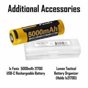 Fenix E35 v3.0 3000 Lumen High Performance EDC USB-C Rechargeable Flashlight with 2X 5000mAh Battery and LumenTac Battery Case 3