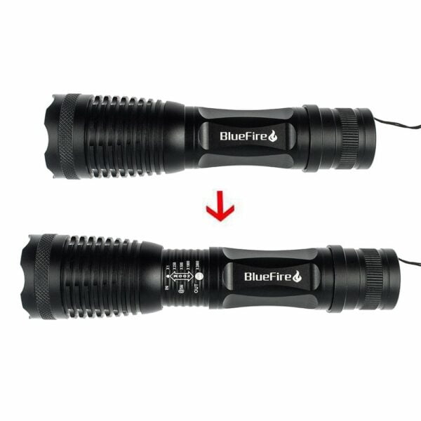 BlueFire 1200 Lumen Handheld Flashlight LED Top CREE XML-L2 Camping Torch Adjustable Focus Zoom Tactical Flashlight for Outdoor Sports, Emergencies, Hurricanes, Outages 11
