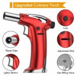 NANW Butane Torch, Refillable Kitchen Blow Torch Lighter Culinary Cooking Torch with Safety Lock & Adjustable Flame for BBQ, Creme Brulee, Baking, Crafts and Cooking (Butane Gas not Included) (Red) 19