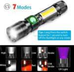 Blacklight Flashlights, 3 In 1 UV Flashlight Rechargeable Flashlight with Pocket Clip High Powered LED Light 7 Modes Waterproof (1Piece-with battery) 23