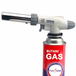 Butane Torch Kitchen Blow Lighter – Culinary Torches Chef Cooking Professional Adjustable Flame with Reverse Use for Creme, Brulee, BBQ, Baking, Jewelry by FunOwlet (Butane Fuel Not Included)