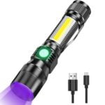 UV Light Flashlight Torch, 7 Modes Waterproof Rechargeable Black Light Flashlights, Zoomable Flash Light with Sidelight/SOS Lights/UV Light/White Light, for Pet Clothing Detection Emergency Camping 20