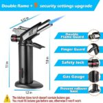 Butane Torch, Blow Torch – Professiona Chef Culinary Torch Lighter with Safety Lock and Adjustable Double Flame for Cooking BBQ Creme Brulee 19