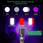 Blacklight Flashlights, 3 In 1 UV Flashlight Rechargeable Flashlight with Pocket Clip High Powered LED Light 7 Modes Waterproof (1Piece-with battery) 25