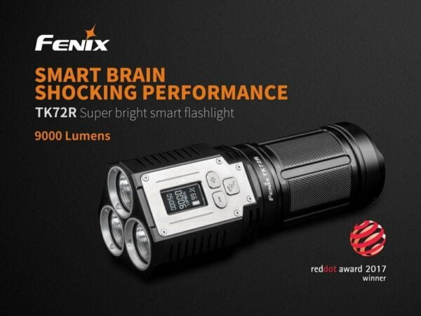 FENIX TK72R 9000 Lumen rechargeable digital display LED Flashlight/searchlight/powerbank with EdisonBright USB charging cable bundle 12