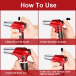 Tiikiy Blow Torch, Kitchen Cooking Torch with Lock Adjustable Flame Refillable Butane Torch for BBQ, Baking, Brulee Creme, Crafts(Butane Gas Not Included) Red 19